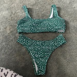 Green White dot Bikini